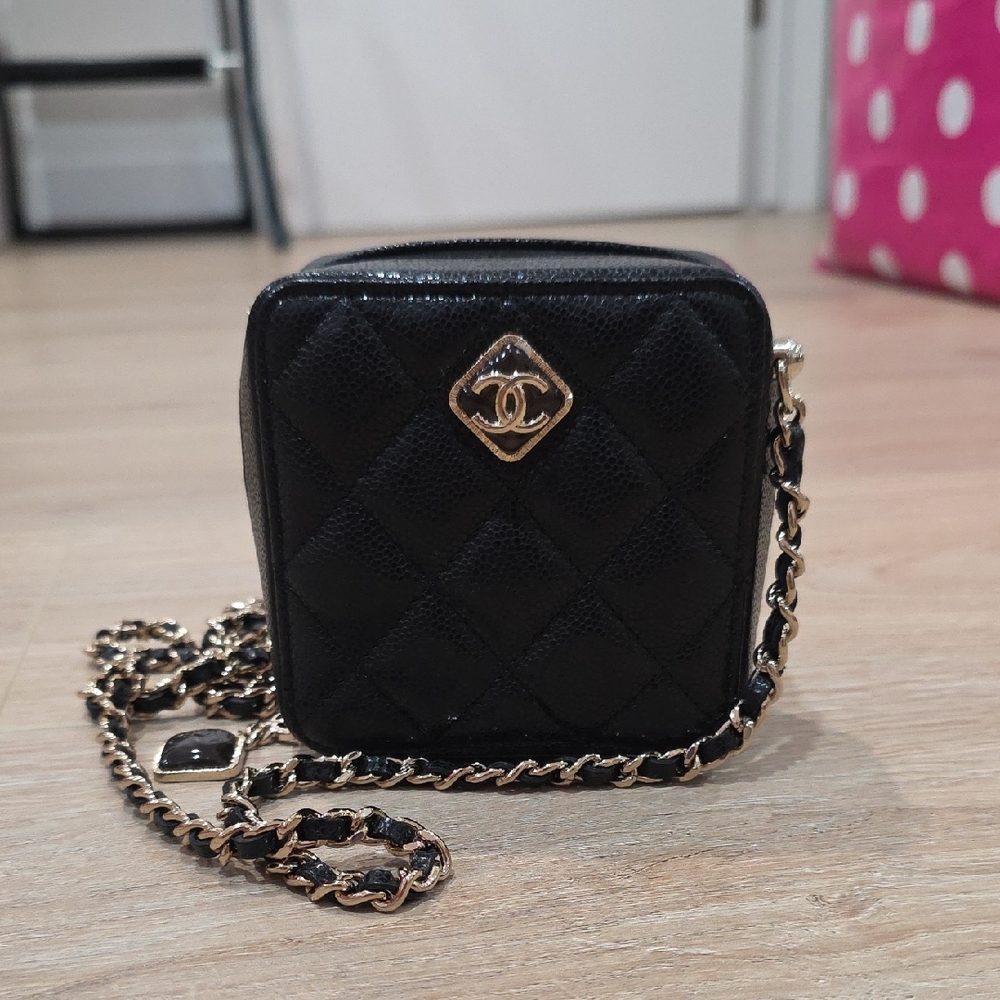 Chanel Black Quilted Mini Bag with Gold Chain